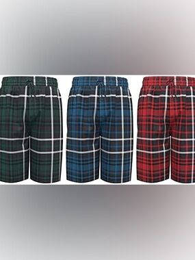 Andrew Scott Plaid Sleep/Lounge Drawstring Shorts (set of 3)